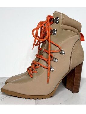 Steve Madden Karey Tan Lace Up Heeled Ankle Boot 9M